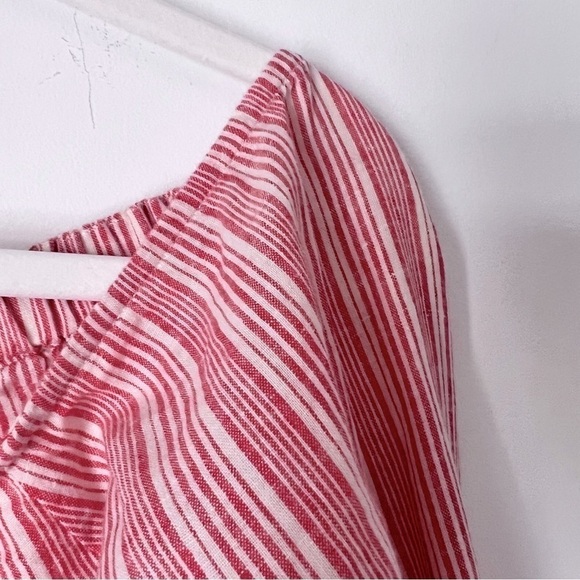 Free People Hello There Beautiful Off Shoulder Red Cream Striped Relaxed Top - Picture 7 of 15